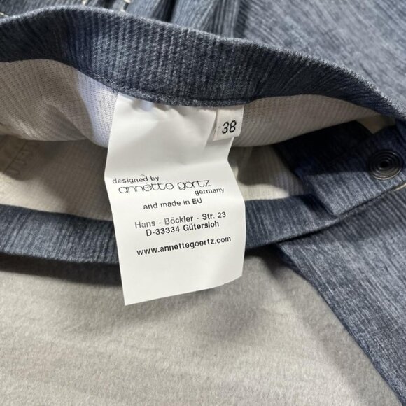 Annette Görtz Pants Womens 38 Straight Leg Denim Linen Stretch Button 32 Inseam - Picture 6 of 11